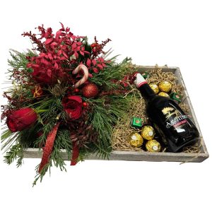 Ξύλινος Δίσκος με Κρασί και Σοκολατάκια - Large - Image 1