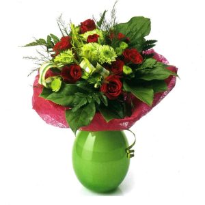 Red & Green Bouquet - Image 1