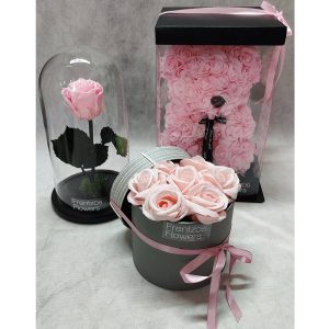 Rose Bear Medium + Forever Rose + Σαπουνίνια  - Pink - Image 1