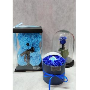 Rose Bear Medium + Forever Rose + Σαπουνίνια  - Blue - Image 1